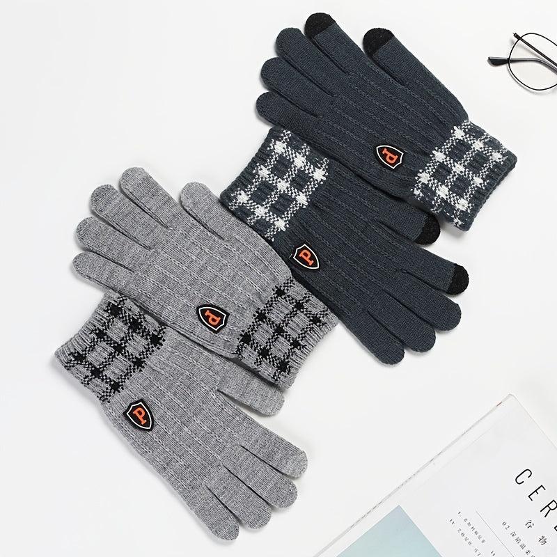 Winter Plus P Marking Thickened Knit Jacquard Adult Thermal Gloves