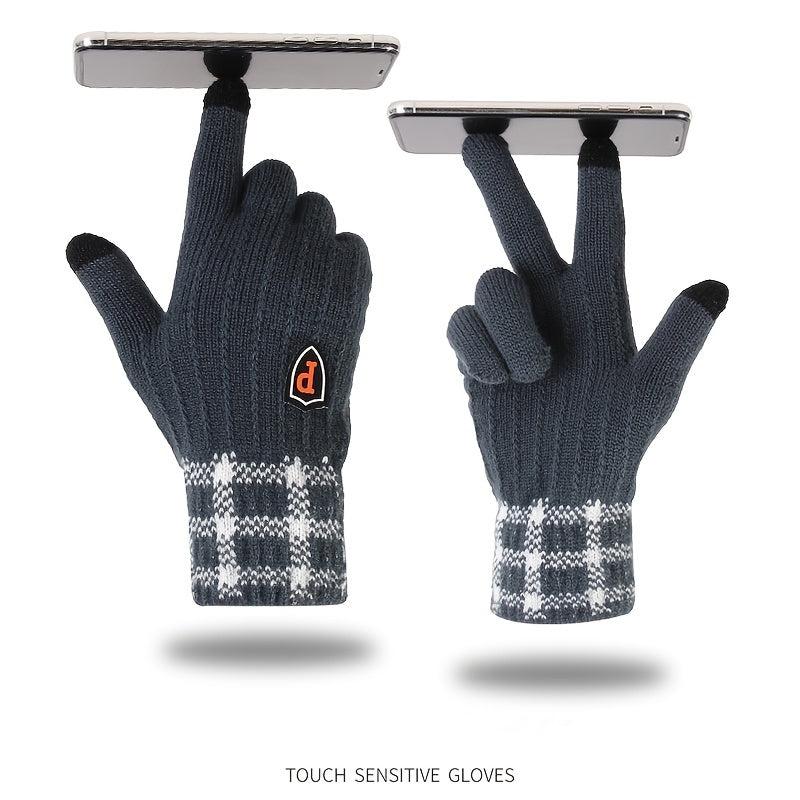 Winter Plus P Marking Thickened Knit Jacquard Adult Thermal Gloves
