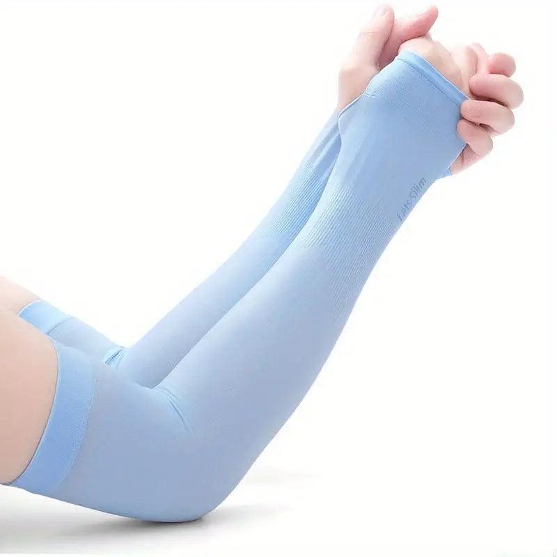 Men's Ice Silk Arm Sleeves Sun Protection Gloves
