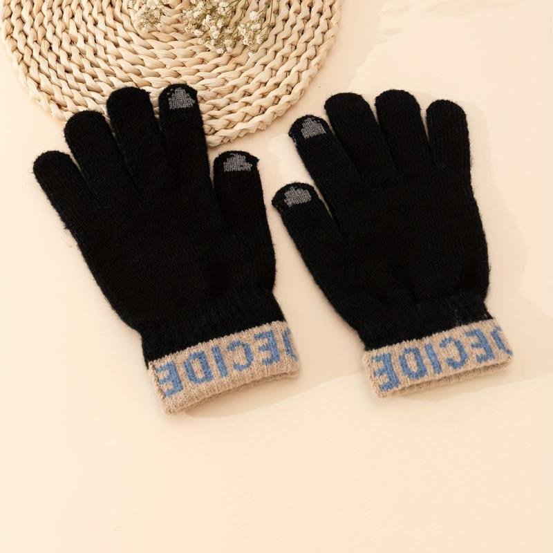 Men's Split Finger Touch Screen Gloves Anti-freeze Cashmere Wool Knitted Gloves