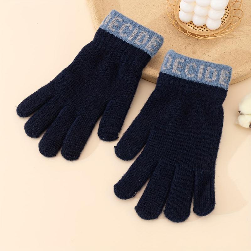 Men's Split Finger Touch Screen Gloves Anti-freeze Cashmere Wool Knitted Gloves