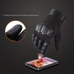 Men's Winter Waterproof Warm PU Gloves For Outdoor Motorcycle Sports