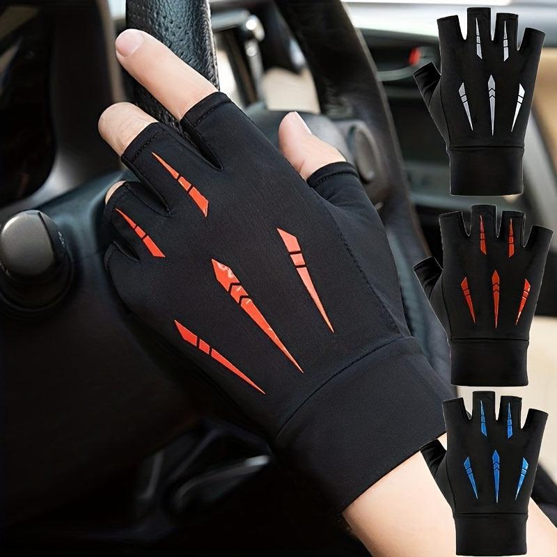 Men's Summer Sunscreen Gloves Thin Breathable Non-Slip Ice Silk