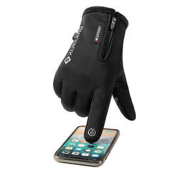 Men's Winter Warming Biker Gloves Windproof Touch Screen Zipper Ski Gloves