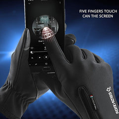 Men's Winter Warming Biker Gloves Windproof Touch Screen Zipper Ski Gloves