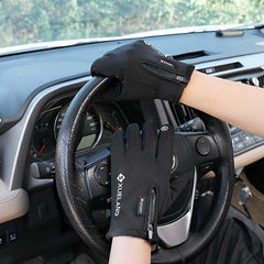 Men's Winter Warming Biker Gloves Windproof Touch Screen Zipper Ski Gloves