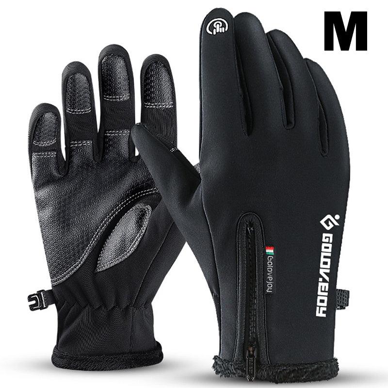 Men's Winter Warming Biker Gloves Windproof Touch Screen Zipper Ski Gloves