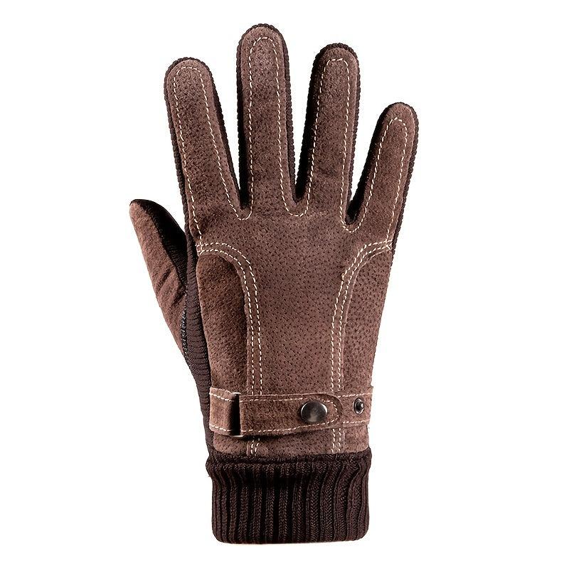 Men's Winter Warm Thickened PU Leather Gloves