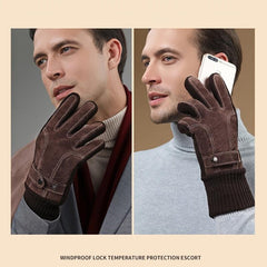 Men's Winter Warm Thickened PU Leather Gloves