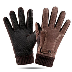 Men's Winter Warm Thickened PU Leather Gloves