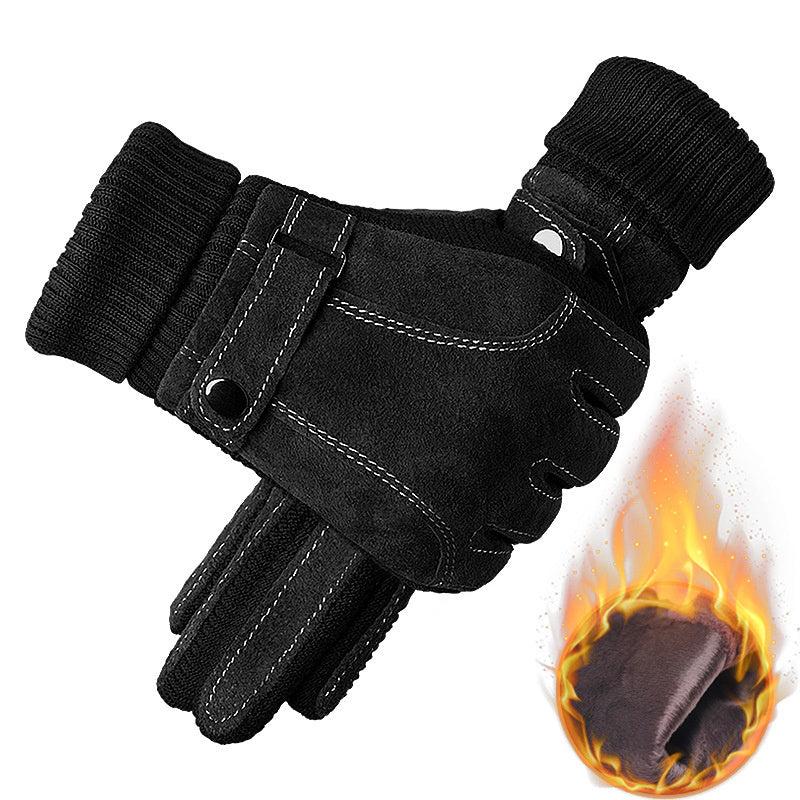 Men's Winter Warm Thickened PU Leather Gloves