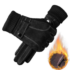 Men's Winter Warm Thickened PU Leather Gloves