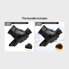 Men's Leather Gloves Winter Warm Plus Velvet Thick Gloves