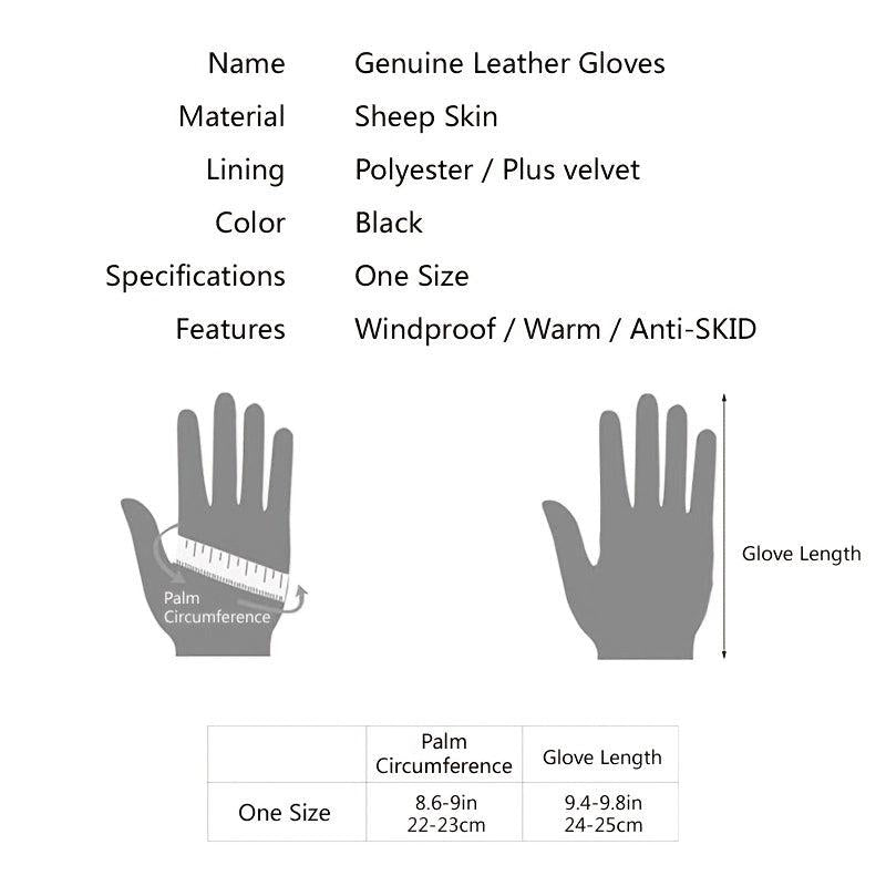 Men's Leather Gloves Winter Warm Plus Velvet Thick Gloves