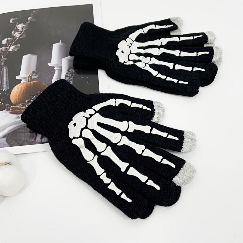 Halloween Skull Claw Touch Screen Gloves Non slip Winter Warm Men's Gloves