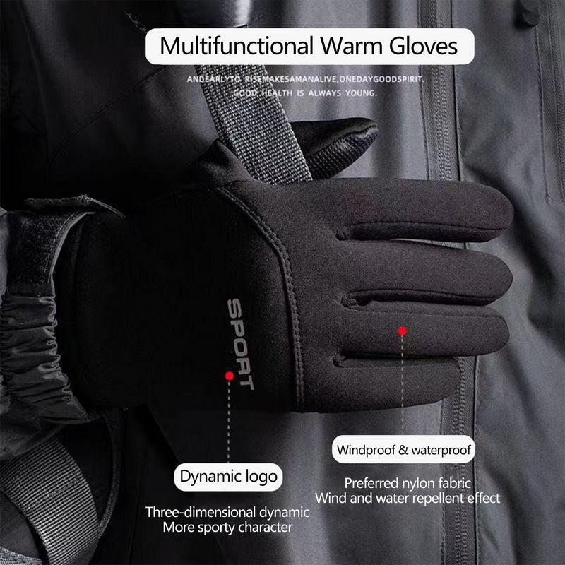 Men's Waterproof Cycling Gloves Plush Touch Screen Anti Skid