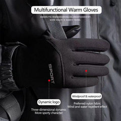 Men's Waterproof Cycling Gloves Plush Touch Screen Anti Skid