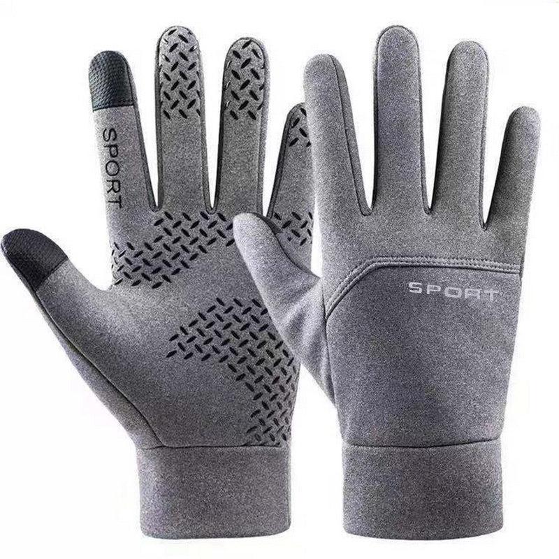 Men's Waterproof Cycling Gloves Plush Touch Screen Anti Skid