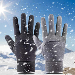 Men's Waterproof Cycling Gloves Plush Touch Screen Anti Skid