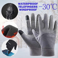 Men's Waterproof Cycling Gloves Plush Touch Screen Anti Skid