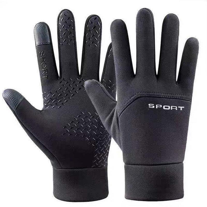 Men's Waterproof Cycling Gloves Plush Touch Screen Anti Skid