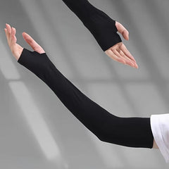 Long Solid Breathable Sleeves with Finger Holes for Sports