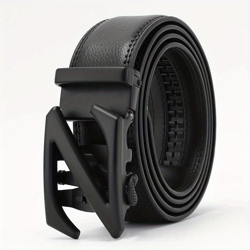 Men's Leather Letter Buckle Belt Automatic Buckle Business Suit Waist Strap