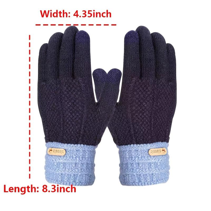 Men's Winter Warm Knitted Touch Screen Gloves Plus Velvet Thicken