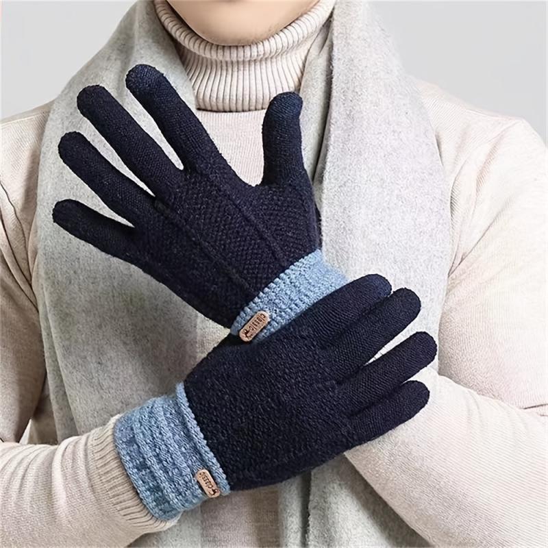 Men's Winter Warm Knitted Touch Screen Gloves Plus Velvet Thicken