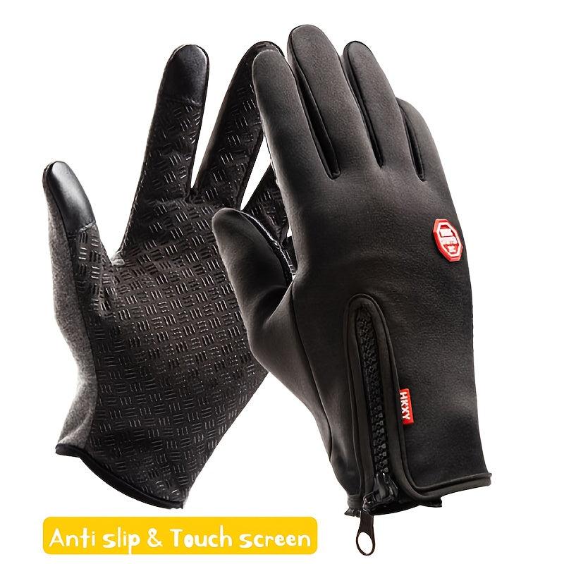 Winter Warm Gloves with Zipper Non-slip Touch Screen Outdoor Sports