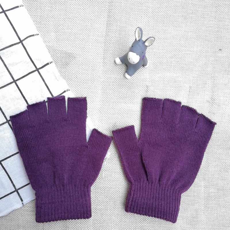 Unisex Half Finger Fingerless Knitted Wrist Gloves Winter Warm Work Gloves