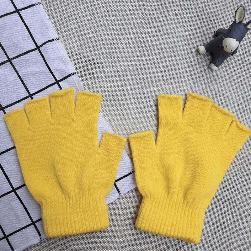 Unisex Half Finger Fingerless Knitted Wrist Gloves Winter Warm Work Gloves