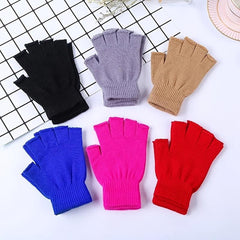Unisex Half Finger Fingerless Knitted Wrist Gloves Winter Warm Work Gloves