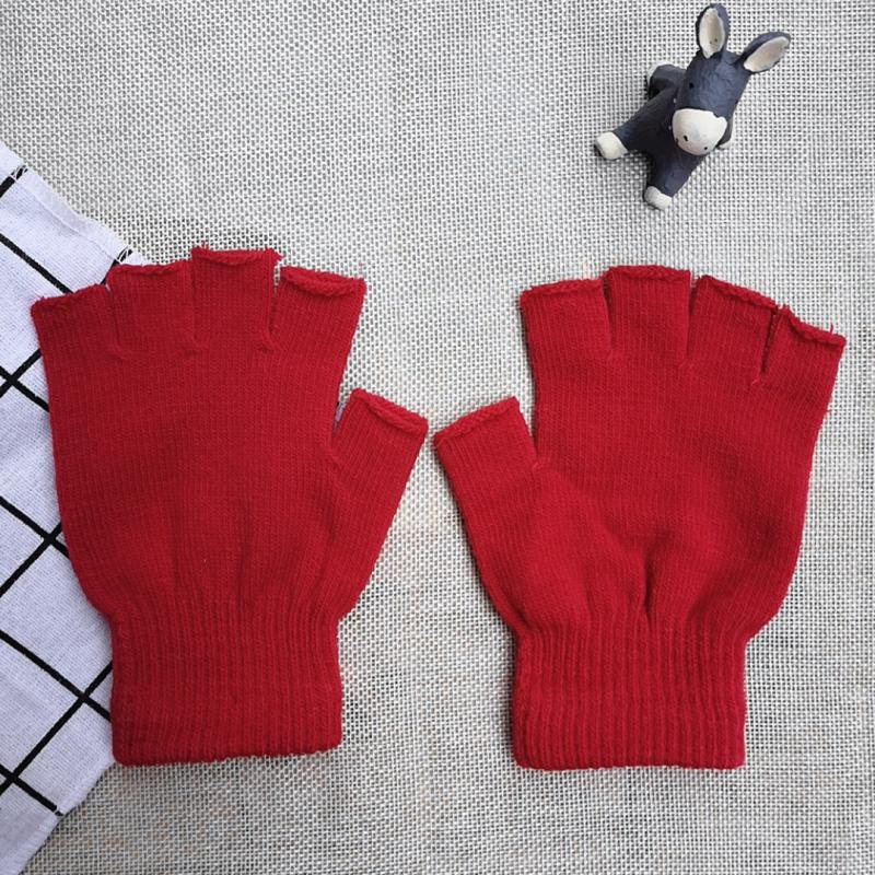 Unisex Half Finger Fingerless Knitted Wrist Gloves Winter Warm Work Gloves