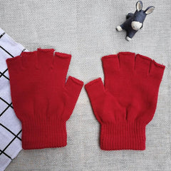 Unisex Half Finger Fingerless Knitted Wrist Gloves Winter Warm Work Gloves
