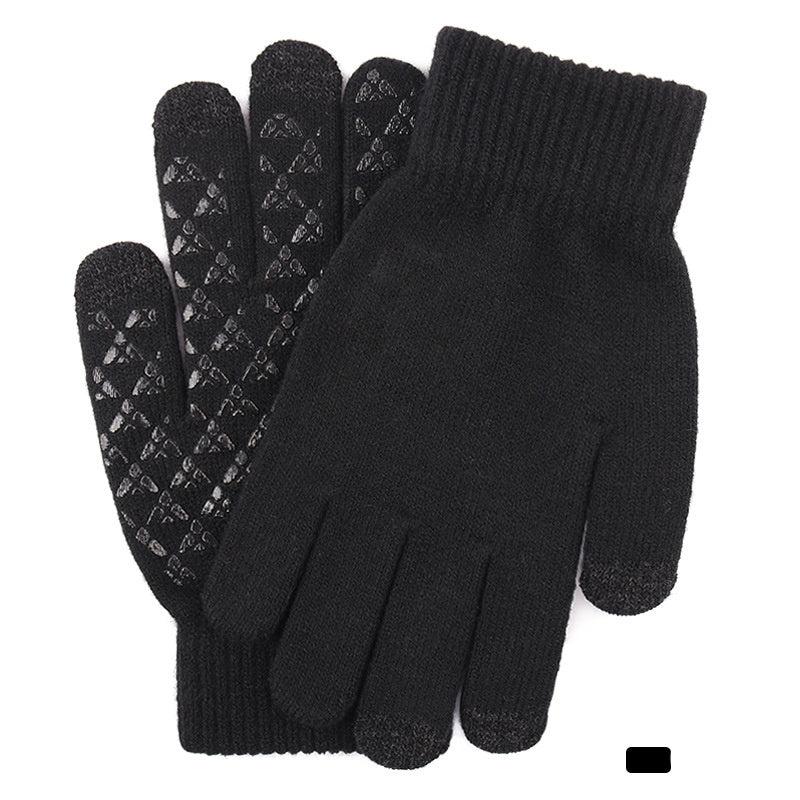 Men's Fleece Touch Screen Gloves Winter Thickened Warm Wool Knitted Gloves