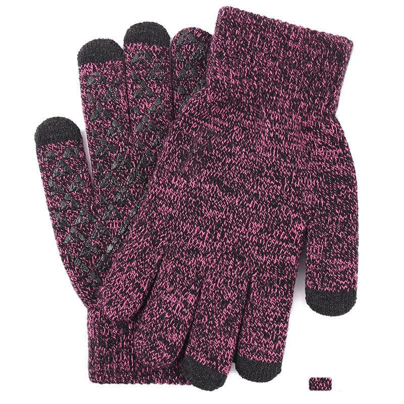 Men's Fleece Touch Screen Gloves Winter Thickened Warm Wool Knitted Gloves