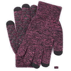 Men's Fleece Touch Screen Gloves Winter Thickened Warm Wool Knitted Gloves
