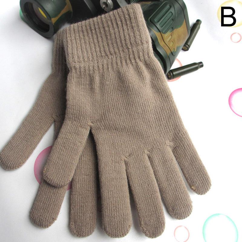 Solid Knit Thermal Gloves for Autumn & Winter