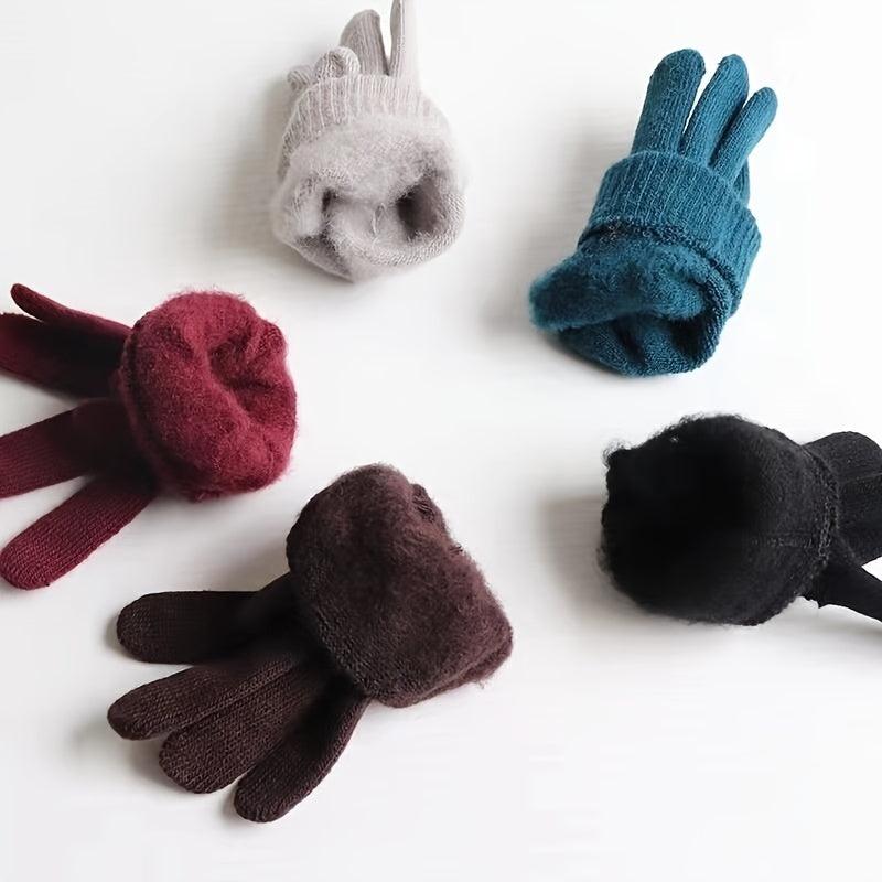 Solid Knit Thermal Gloves for Autumn & Winter