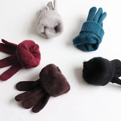 Solid Knit Thermal Gloves for Autumn & Winter