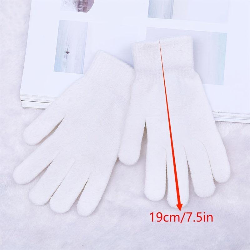 Solid Knit Thermal Gloves for Autumn & Winter
