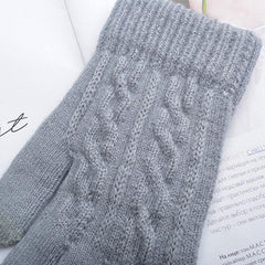 Men's Knitted Plus Velvet Warm Gloves - Autumn Winter