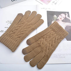 Men's Knitted Plus Velvet Warm Gloves - Autumn Winter