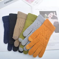 Men's Knitted Plus Velvet Warm Gloves - Autumn Winter