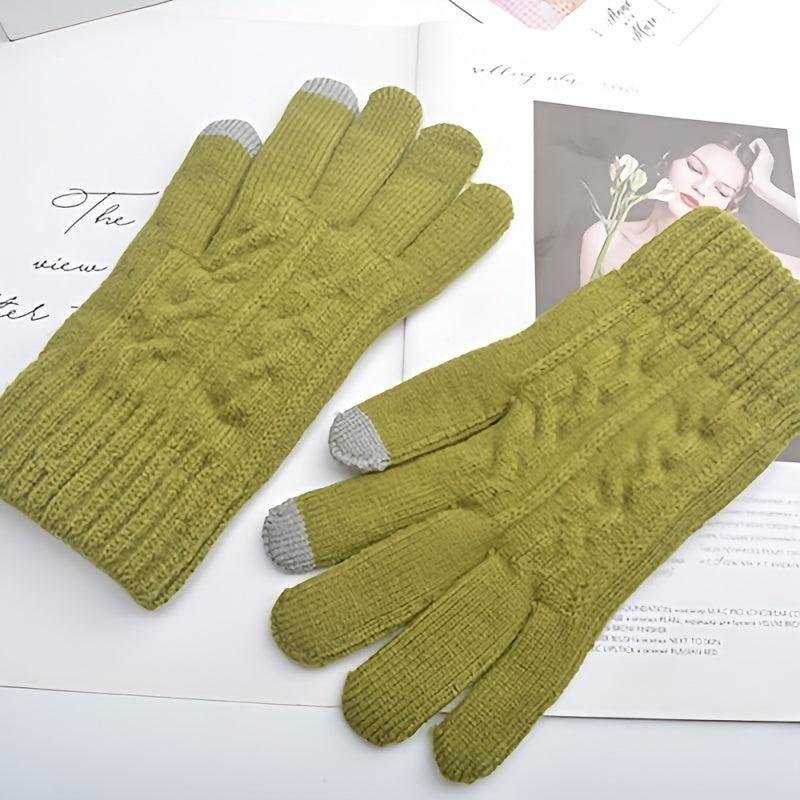 Men's Knitted Plus Velvet Warm Gloves - Autumn Winter