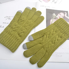 Men's Knitted Plus Velvet Warm Gloves - Autumn Winter