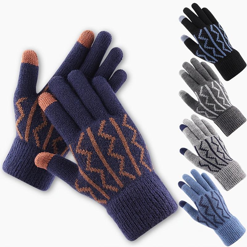 Warm Fleece Split Finger Men's Gloves Winter Touch Screen Cold Proof