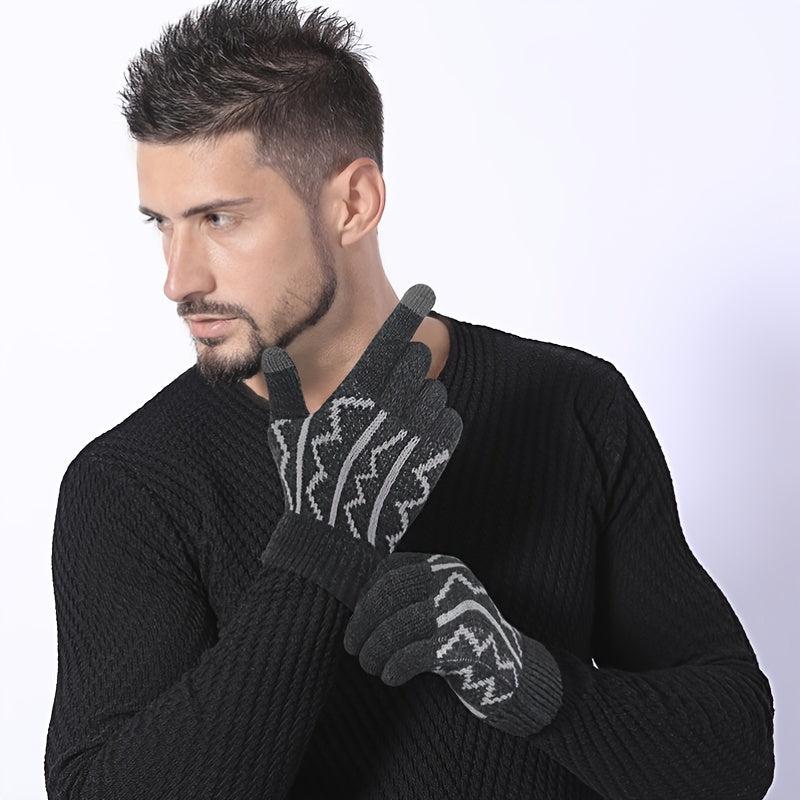 Warm Fleece Split Finger Men's Gloves Winter Touch Screen Cold Proof