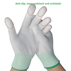 12Pairs Nylon PU Finger Coated Gloves Anti static Knitted Gloves